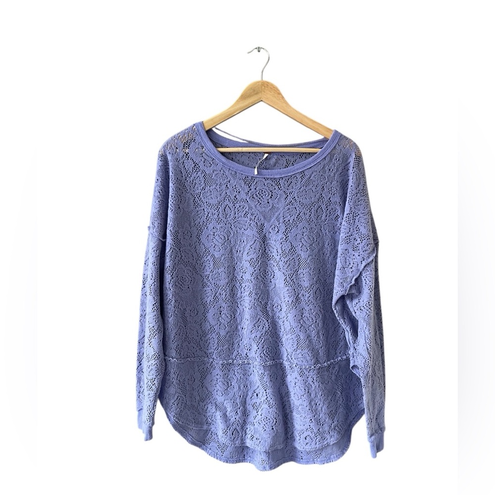 FREE PEOPLE Lavender Purple Lace Soft Felted Sweater
